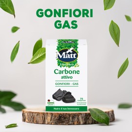 Matt, Carbone Attivo Vegetale, Integratore Alimentare a Base di Carbone Attivo Vegetale, Utile per Contrastare il Gonfiore Addominale, Confezione da 75 Compresse, 37,8 g