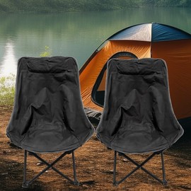 HI SUYI High Back Moon Camping Chairs Portable Large Heavy Duty Folding Saucer Lounge Chair with Side Storage Pocket Head Padded, Supports up to 400lbs