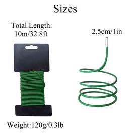TopHomer 2Pcs Soft Plant Twist Ties, 10m 2.5MM Flexible Green Wire Tie Plant Binding Ties for Climbing Plant Support, Vines, Flowers (Plastic Coated)