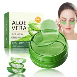 Pack of 60 Aloe Vera Eye Pads Against Dark Circles - Soothing Eye Pads - Eye Pads Against Wrinkles, Swelling and Bags - Eye Mask Hyaluronic with Aloe Vera Extract & Collagen - Cooling Mask Eyes