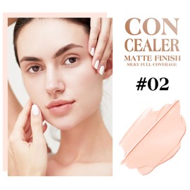 LOKFAR Concealer Full Coverage Kit with Brush, Under Eye Concealer for Dark Circles, Cream Makeup Concealer [Hydrating Waterproof Concealer] for Conceals Acne, Blemish, Pores and Spots (#02)