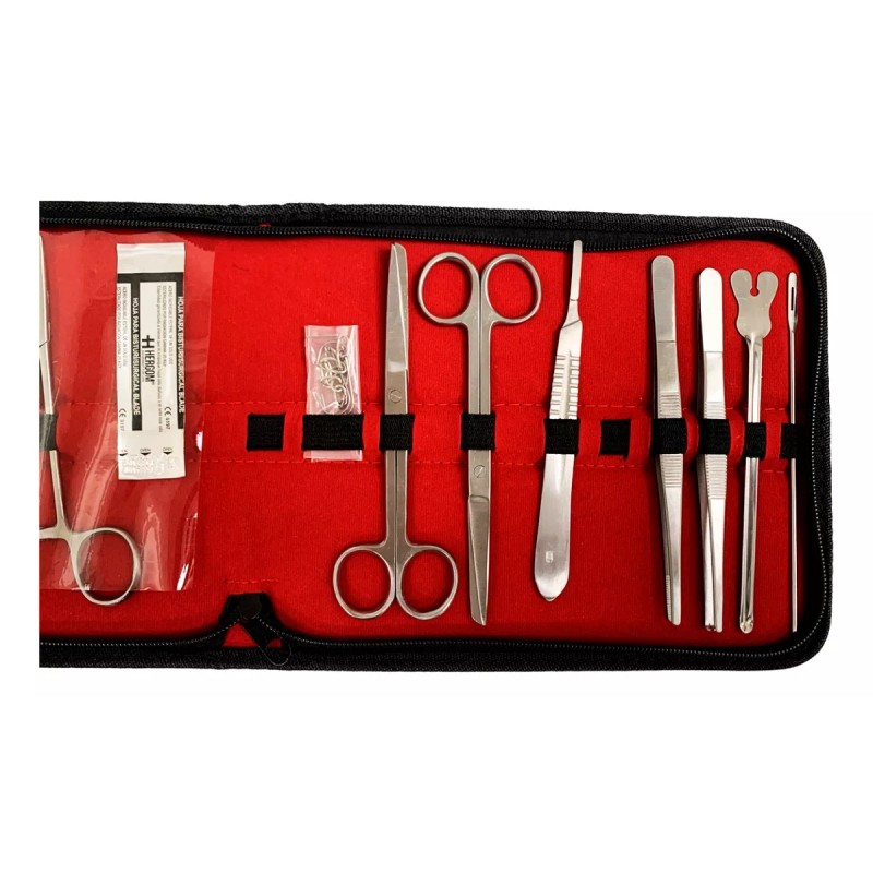 Hergom Estuche De Disección Kit 12 Piezas Acero Inoxidable Hergom