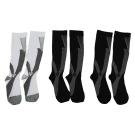 3 Packs Compression Socks Nylon Wire Ventilate Athletic Calf Socks for Men Women Youth