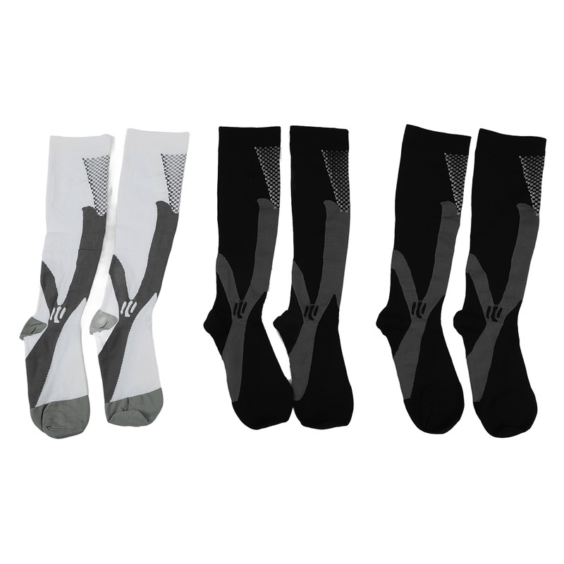 3 Packs Compression Socks Nylon Wire Ventilate Athletic Calf Socks