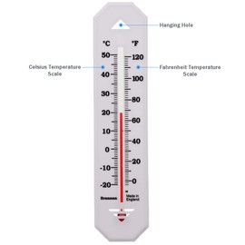 White Wall Thermometer To Measure Room Temperature In The Home Office Garden or Greenhouse - Stylish Accurate Room Thermometer