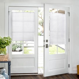 LazBlinds No Drill Cordless Pleated Shades with Suction Cups Light Filtering Top Down Bottom Up Pleated Blinds for Window Glass Size 35 5/8" W × 70" H, White