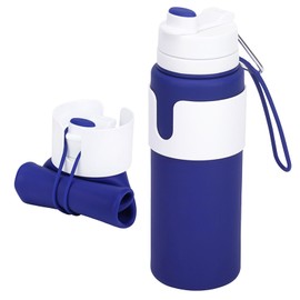 huoflame Collapsible Water Bottles for Travel - 26oz BPA-Free Foldable with Carabiner, Lightweight Leak-Proof Design, Portable Reusable Bottle for Hiking, Airplane, Camping (Blue)