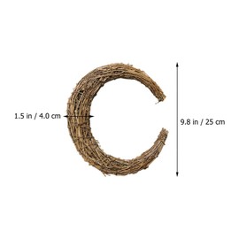 PRETYZOOM Moon Shaped Grapevine Wreath Easter Half Moon Vine Branch Door Wreath Garland Hanging Ornament for Eid Mubarak Diy Crafts Holiday Party Decoration 30cm