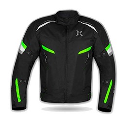 FTX Motorcycle Jacket For Men Waterproof Riding Jacket Textile Windproof Men's Safety Jacket Textile Motorbike CE Armored All Season Hi-Vis Reflective Jacket (Black / Green Fluorescent, s)