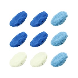 QWORK® 9-Piece Polishing Bonnet, Wax Hood Set, 2 Wool + 4 Microfibre + 3 Coral Fleece, 230-250 mm