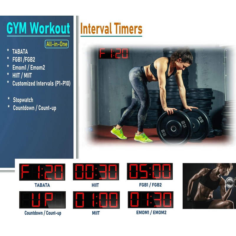 Boyiit 17.3'' Extra Large Home Gym Timer Clock, Programable Workout