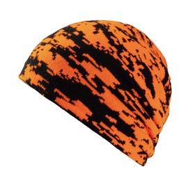 K & S Reversible Hunting Hat Orange Signal Camo / Olive Green Visibility Push Hunting Beanie Hat, Orange Camo / Olive Green