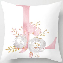 Tillskuch Pink Throw Pillow Covers Cute Alphabet Decorative Cushion Covers Square Letter Throw Pillows Protectors for Sofa Couch Bedroom Chair Home Decor 18 x 18 Inch(L)