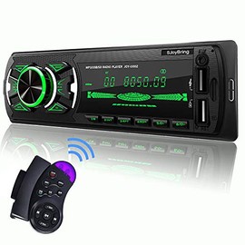 SjoyBring Bluetooth Car Stereo with Wireless SWC Remote and Phone Charging Port, Hands Free Calling, USB/TF Card/Aux-in/FM Radio Receiver with 7 Color Backlight