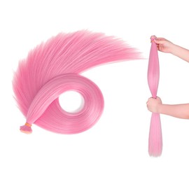 SutouriiByuutii 24IN*40IN Straight Synthetic Hair weft extensions hair pieces DIY Wig Ombre Colorful Cosplay Wig Making, 2PCS (Pink)