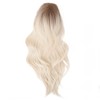 Gradient Blonde Brown Long Curly Wig Women Heat Resistant Synthetic