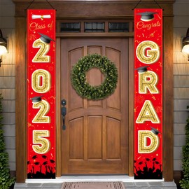 Graduation Door Banner 2025, Congrats Grad Porch Signs Class of 2025 for Door Decor, College High School Graduations Party Supplies Decorations