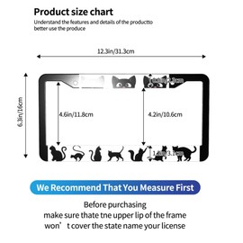 Cat License Plate Frame - 1 Pack Aluminum Metal License Plates Black Cat License Plate Holder Novelty Auto Car Tag Universal Car Accessories with 2 Holes