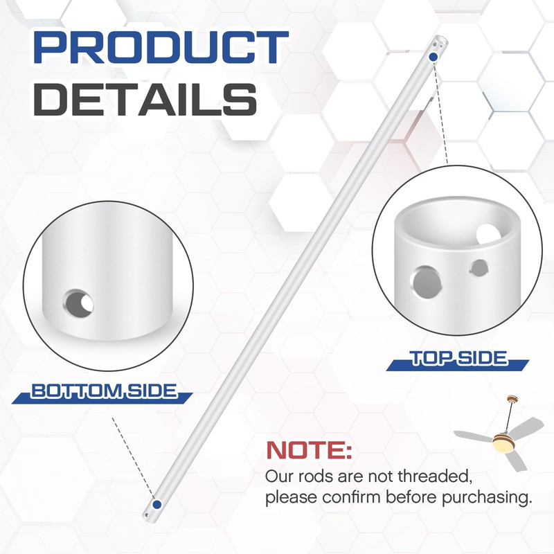 VIHOSE 48 Inch Ceiling Fan Downrod with Extension Cord 4