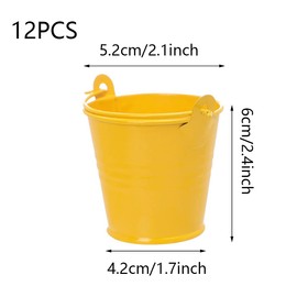 Small Metal Bucket Flower Pot, Mini Bucket Metal for Candy, Pack of 12 Mini Metal Flower Pot, Mini Table Decoration Bucket, Colourful, Metal Bucket with Hanging, Wedding Party Favour Supplies