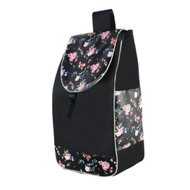 Deevoka Folding Shopping Cart Replacement Bag Trolley Cart Spare Bag with Side Pocket Daily Essential Storage for House Hand Cart, Black Flower