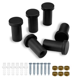 JANDH Towel Hooks Black, Pack of 6 Black Hooks 36 mm, Coat Hooks Matt Black with Mounting Screws for Hanging Clothes and Everyday Items in Kitchen and Bedroom