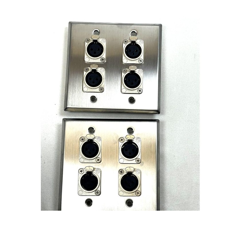 (2) Two Four XLR Double Wall Plates w/Neutrik NC3FD-L-1 Female