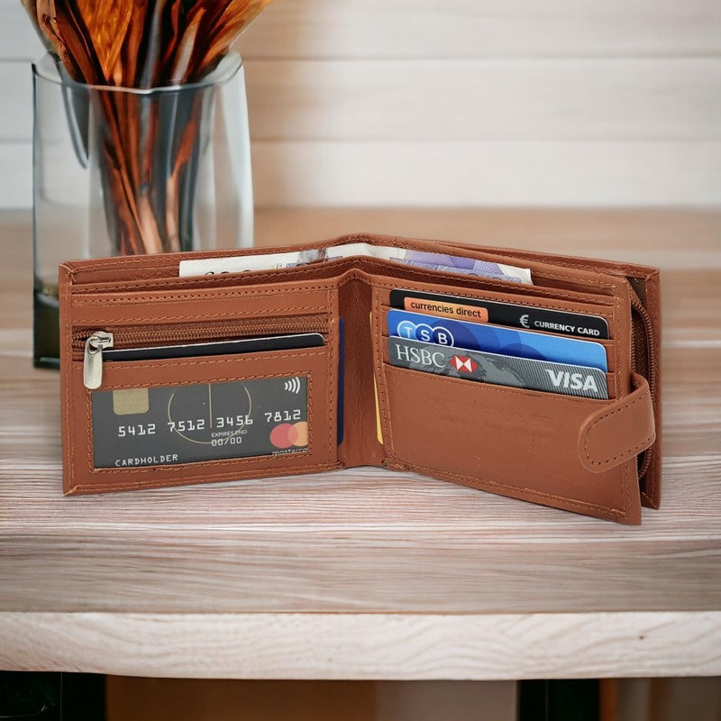RAS WALLETS Mens RFID Blocking Soft Genuine Leather Bifold Wallet