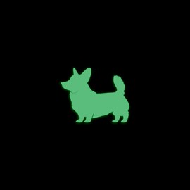 Pembroke Welsh Corgi Dog Silhouette Glow in The Dark Sticker Decal for Phone Tablet Laptop Car Truck Window | 4" Sticker | Green