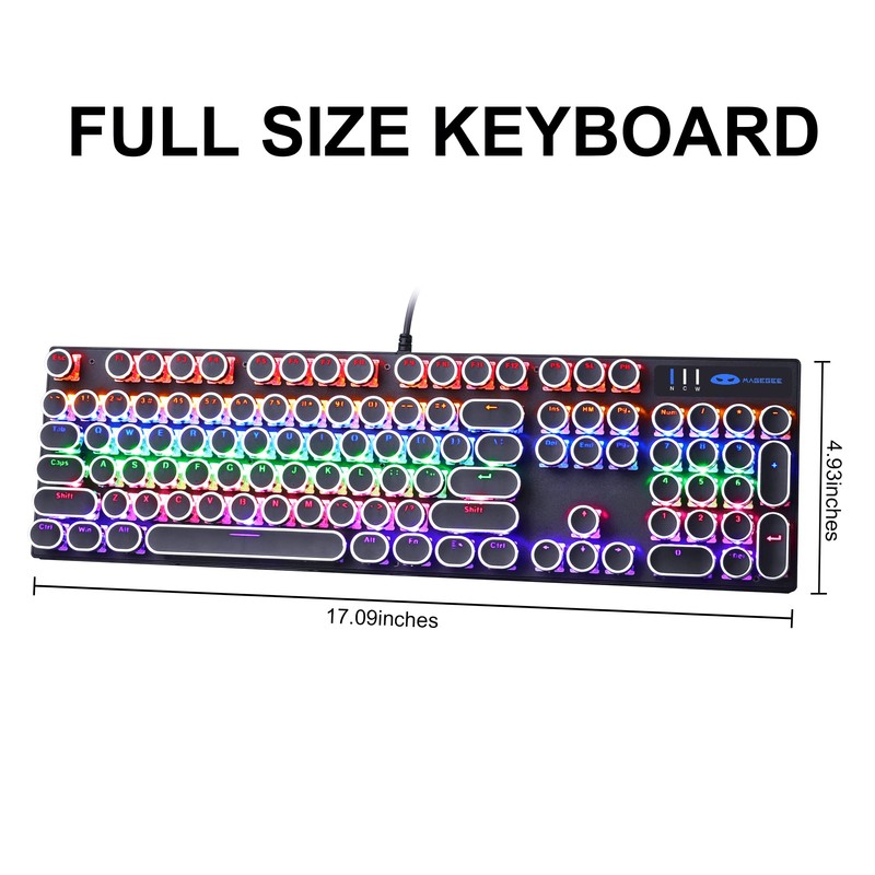 Camiysn Typewriter Style Mechanical Gaming Keyboard, Black Retro Punk Gaming