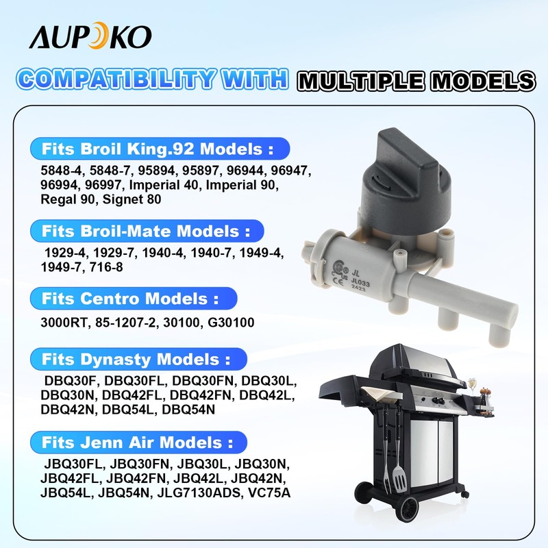 Aupoko 3 Outlet Rotary Piezo Ignitor with Knob, Replacement for