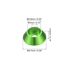 uxcell M3 Cone Cup Countersunk Washers, 20 Pcs Anodized Aluminum Gaskets Cup Head Washer Gasket, Cup Screw Counterbore Gasket for Mechanical Accessories Parts, Green