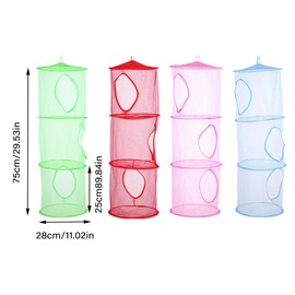 AIMALL Breathable Foldable Three-Layer Drying Basket, Large Capacity Toy and Clothes Hanging Storage Net, Home Organization Essential