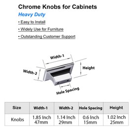 CILEYTION 10 Pieces Chrome Cabinet Knobs Cupboard Knobs Heavy-Duty - Cupboard Wardrobe Door Knobs, Kitchen Cupboard Knobs and Chrome Door Knobs