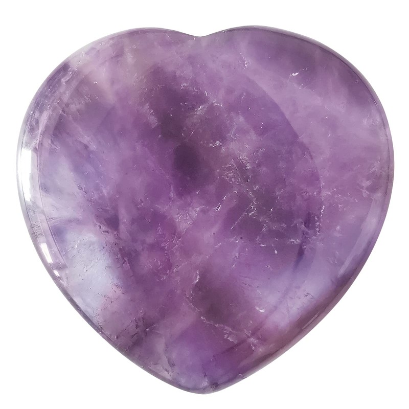 Lovionus89 Thumb worry stone, hand-carved heart-shaped polished healing crystal accents