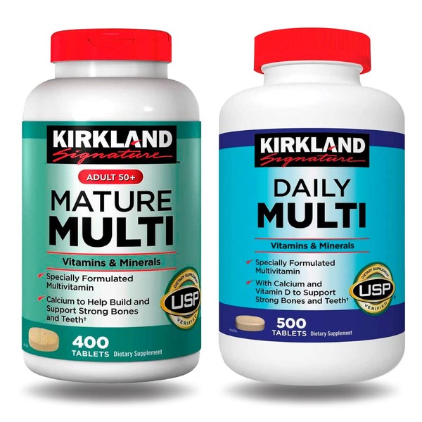 Kirkland Signature – Mature Multi Adult 50+ 400 Tablets + Daily Multi 500 Tablets (Bundle 2 Units Total)