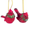 Raz 2.5" Cardinal with Wreath Ornament Set of 2