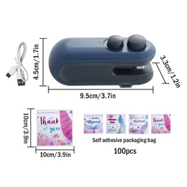 Hitopin Mini Film Sealer 2 in 1 Film Sealer Mini Sealing Machine 2 in 1 Sealing Machine USB Charging Bag Sealer with Magnetic Base for Food Storage Blue