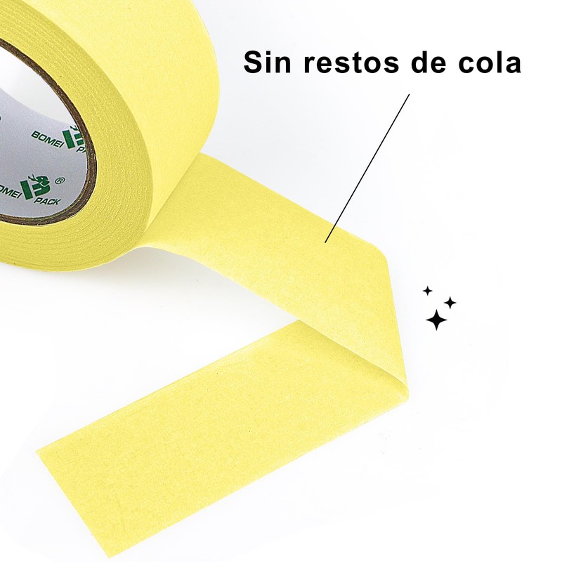BOMEI PACK Cinta de Pintor Amarillo 1.88 Pulgadas x 60