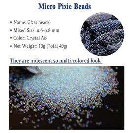4 Colors Caviar Beads Nail Crystals Micro Pixie Beads Multicolor Glass Pixie Crystals for 3D Nail Art DIY Charms Decorations (Crystal ab)