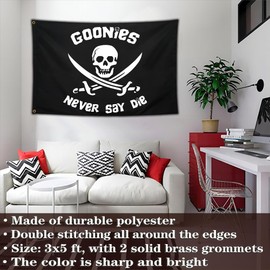 NASIAN Never Say Die Flag 3x5 Ft Funny American Pirate Tapestry Flags for Boat Room Guys College Dorm Office Bedroom Meme Flag Man Cave Wall Art Decor Banner