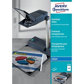 Avery Zweckform 2504 Overhead Projector Transparencies Clear 0.11 mm Coated Stackable with Removable Sensor Strip 50 Sheets
