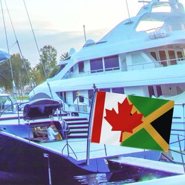Jamaica Canada Combo Small Flag,12×18 Inch Two Layer Fabric Small Banner,1×1.5 FT Jamaican Canadian Nautical Decor,Mini Digital Printed 150D Polyester Banner With Brass Grommet