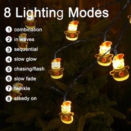 Glaxcidy Solar Christmas String Lights, 22.9 Ft 50 LEDs Snowman String Lights with 8 Modes, Waterproof Fairy Lights, Copper Wire Solar Snowman Lights for Home Balcony Christmas Decor