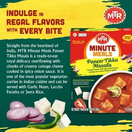 MTR - Minute Meals: Paneer Tikka Masala - Cottage Cheese with Spicy Onion Gravy - Tasty Indian Meal with No Added Preservatives - A Quick Meal Suitable for Vegetarians, Ready in Minutes! (Pack of 6)