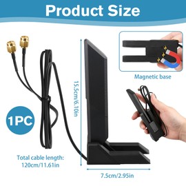 WLAN Antenna PC WiFi 6E Tri-Bande- 2,4 GHz/5 GHz/6 GHz, WiFi 6E Antenna for ASUS PCs Routers,Computers,Periferiche Gaming 2,4 g/5,8 g/6 g WLAN Amplifiers Magnetic Base Folding (Black)