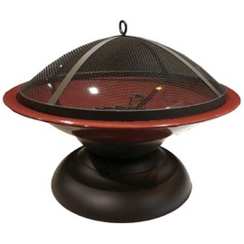 Harbor Gardens LF273AOXBL Vesta Ox Blood Red Enameled Fire Bowl/Pit, Powder Coated Steel