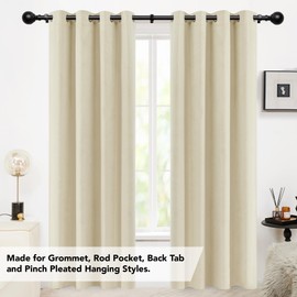 Deconovo Heavy-Duty Black Curtain Rod with Round Ball, Adjustable 30-48 Inch Decorative Window Rod, 1 Inch Metal Tube for Curtains, Drapes & Blackout Panels, Easy Installation, Elegant Finials