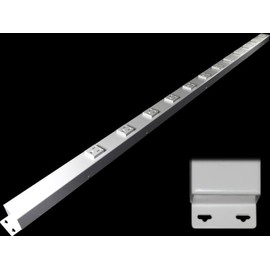 48" Hardwired Power Strip (NO Power Cord), 12 Vertical Tamper Resistant Outlets (NEMA 5-15R - NOT 20Amp), with Ears (with mounting tabs on Both Ends), White