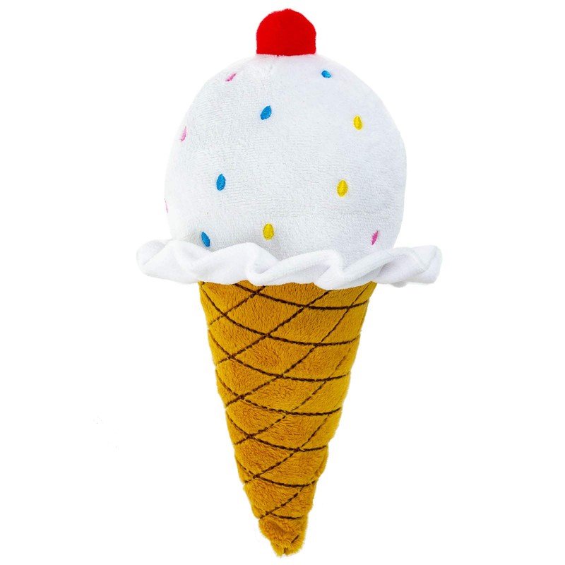 Plush Pet Toy 3 Assorted Ice Cream Cones with Squeakers